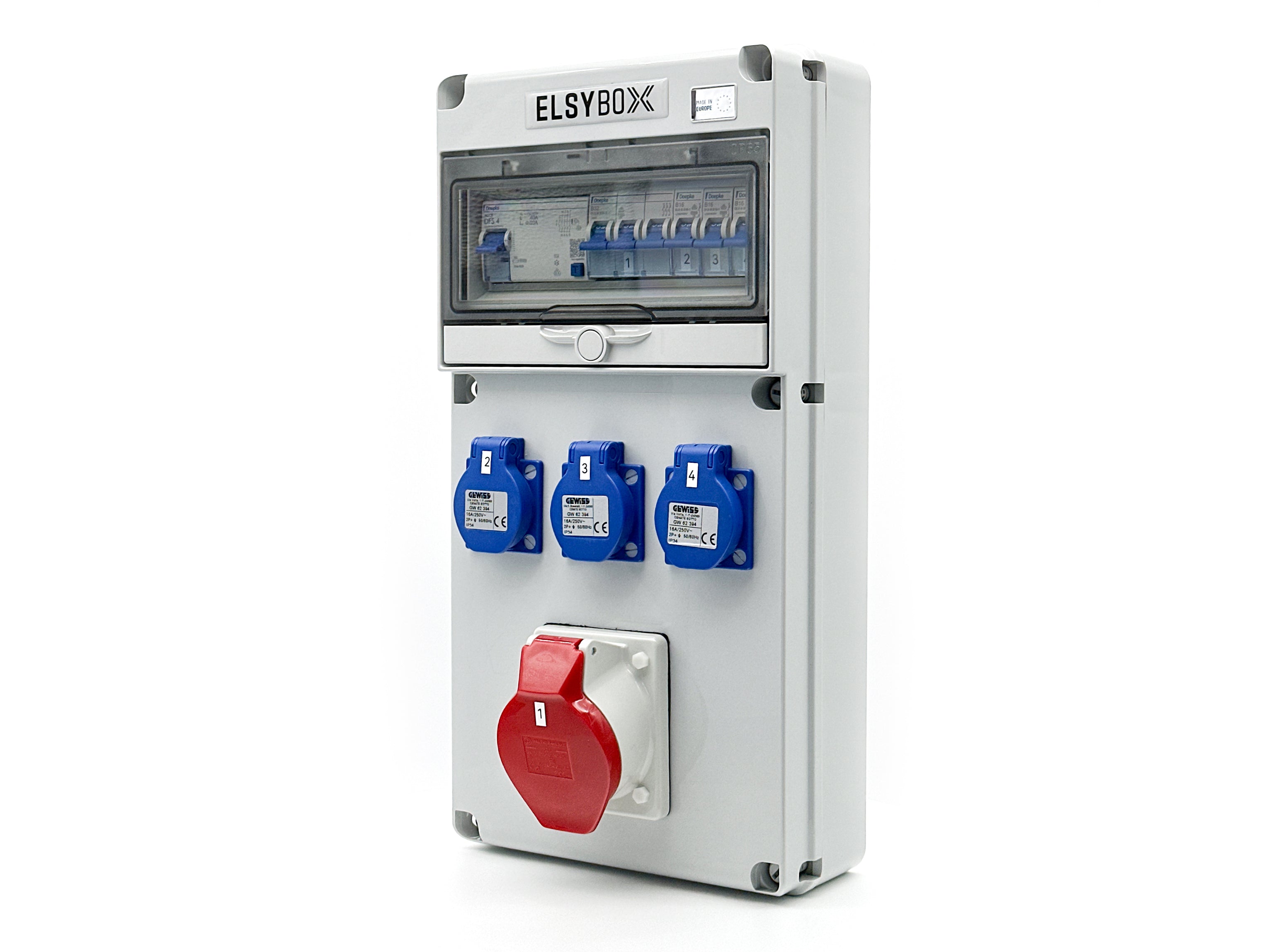 ELSYBOX P692F01030F Zásuvková skříň 1x CEE 32 A, 3× 230V, jištěná, s chráničem ELSYBOX P692F01030F Zásuvková skříň 1x CEE 32 A, 3× 230V, jištěná, s chráničem